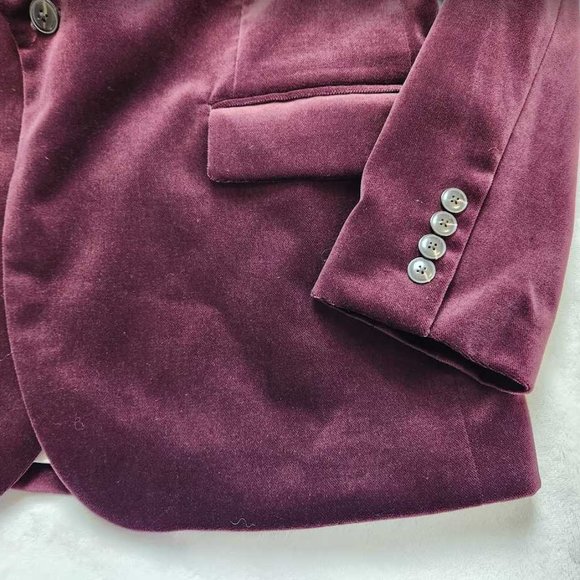 New men's J Crew Ludlow slim-fit shawl-collar tuxedo jacket in red velvet blazer - Picture 5 of 13